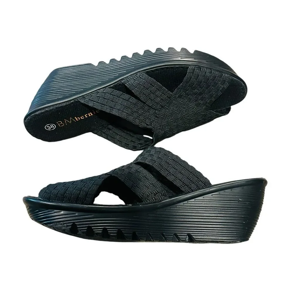 Bernie Mev Black Woven Wedges - Size 38 (7-8)